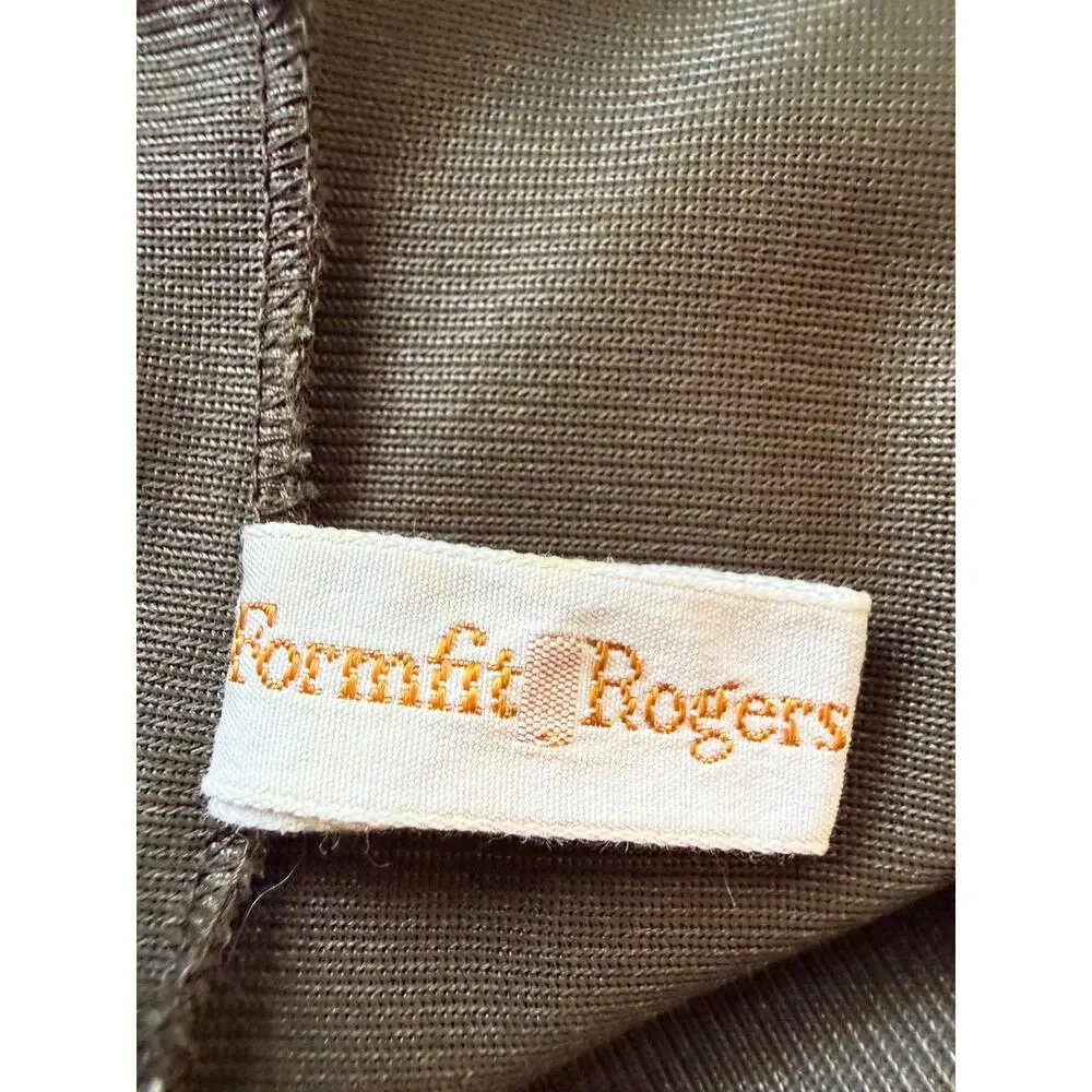 Vintage 60s Formfit Rogers Olive Full Slip Lace Bodice Floral Appliqué Sz 34